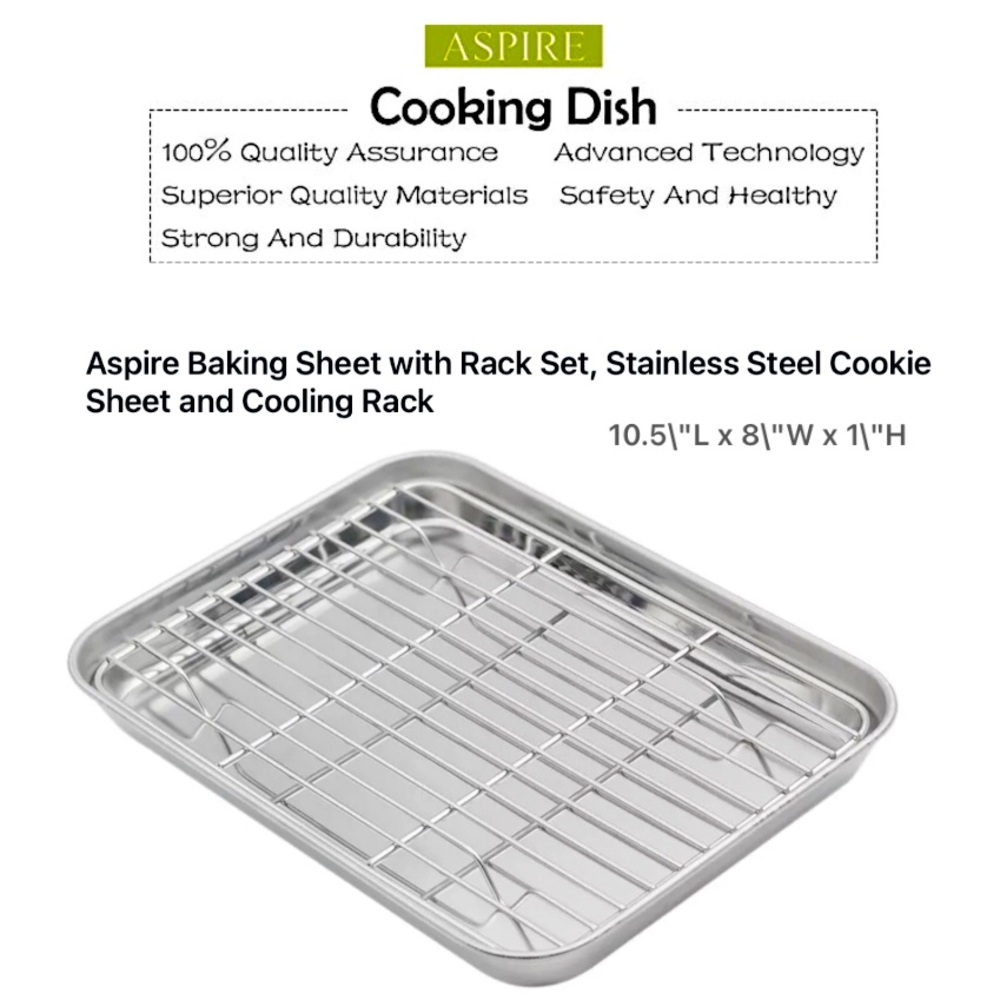 Aspire Stainless Steel Baking Sheet With Rack Set Great for Toaster Oven!🍞🥩